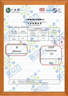 负氧离子触媒苯系物去除率