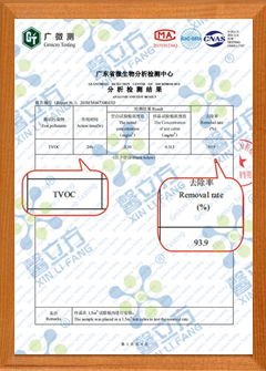 负氧离子触媒TVOC去除率